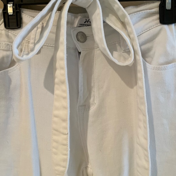 H&H Harmony & Havoc White Denim Stretch Capris Size 8 Inseam 22 Tie Belt - Picture 8 of 12